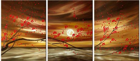 Dafen Oil Painting on canvas red flowers -set336
